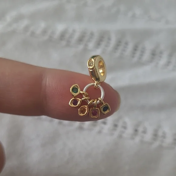 Silver Multi-Color Gemstone Pendant - Picture 4 of 7